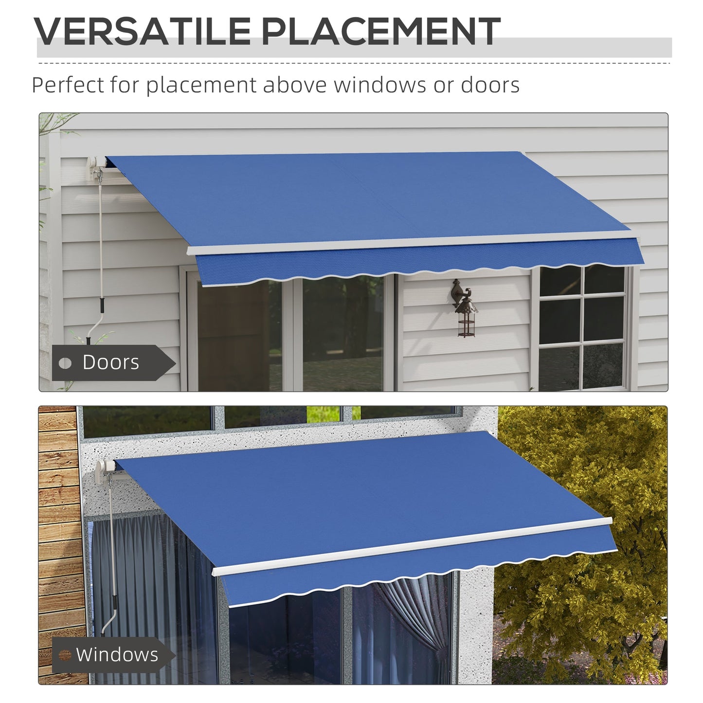 '-Outsunny 12' x 10' Manual Retractable Awning, Sunshade Canopy, Outdoor Sunshade Shelter with Adjustable & Versatile Design, Dark Blue - Outdoor Style Company