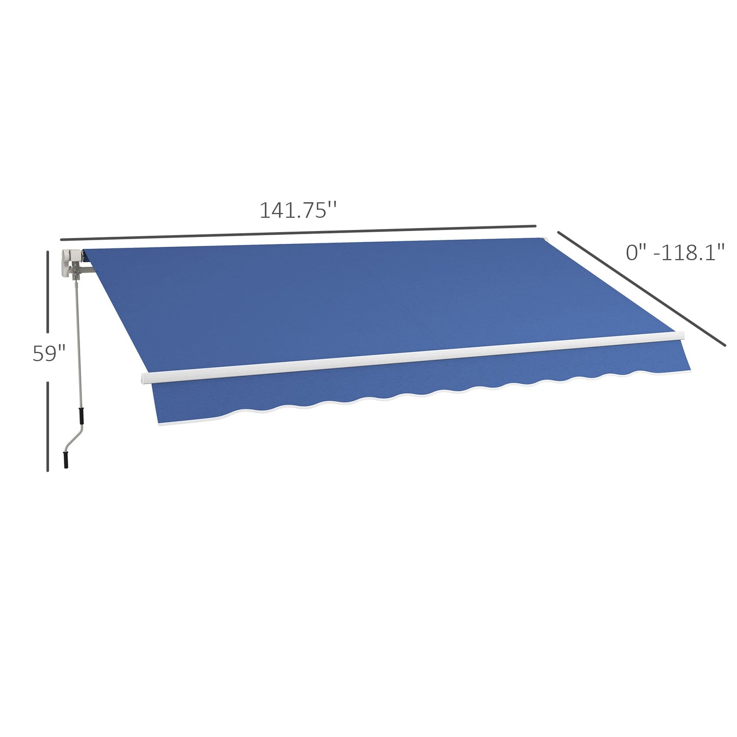 '-Outsunny 12' x 10' Manual Retractable Awning, Sunshade Canopy, Outdoor Sunshade Shelter with Adjustable & Versatile Design, Dark Blue - Outdoor Style Company