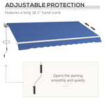 '-Outsunny 12' x 10' Manual Retractable Awning, Sunshade Canopy, Outdoor Sunshade Shelter with Adjustable & Versatile Design, Dark Blue - Outdoor Style Company