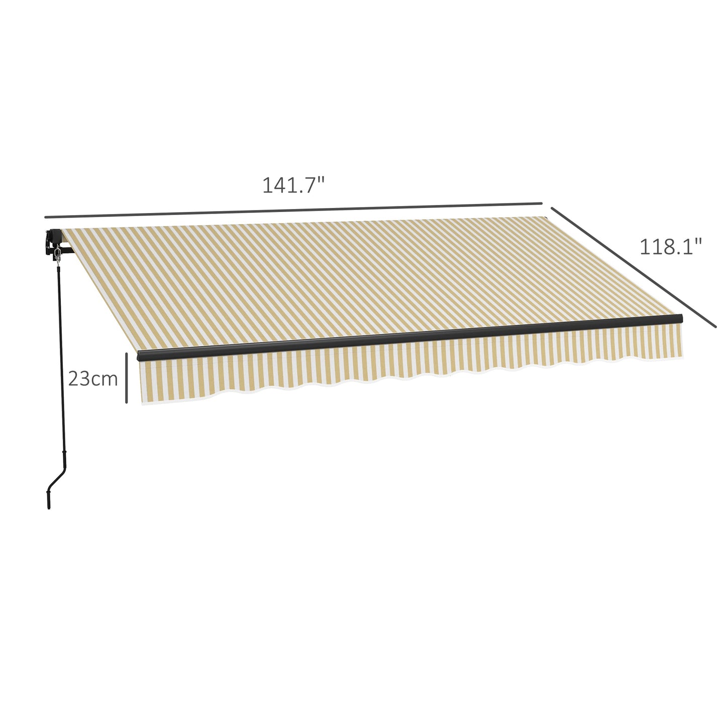 '-Outsunny 12' x 10' Retractable Awning, 280gsm UV Resistant Sunshade Shelter for Deck, Balcony, Yard, Beige and White - Outdoor Style Company