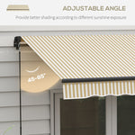 '-Outsunny 12' x 10' Retractable Awning, 280gsm UV Resistant Sunshade Shelter for Deck, Balcony, Yard, Beige and White - Outdoor Style Company