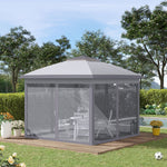 '-Outsunny 12' x 12' Pop Up Canopy with Height Adjustable and Carrying Bag, Foldable Canopy Tent with Netting Sidewalls, Gray - Outdoor Style Company