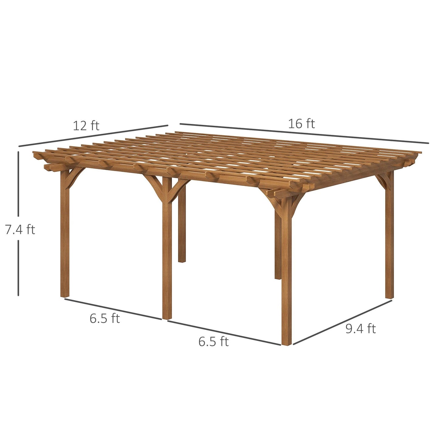 '-Outsunny 12' x 16' Outdoor Pergola Grape Trellis, Wood Gazebo with Stable Structure for Garden, Patio, Backyard, Deck - Outdoor Style Company