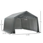 '-Outsunny 12' x 20' Heavy Duty Caport Garage, Canopy Tent for Cars with Zippered Doors, Waterproof Cover and Drainage Holes, Gray - Outdoor Style Company