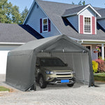 '-Outsunny 12' x 20' Heavy Duty Caport Garage, Canopy Tent for Cars with Zippered Doors, Waterproof Cover and Drainage Holes, Gray - Outdoor Style Company