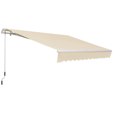 '-Outsunny 12' x 8' Patio Awning, Canopy Retractable Sun Shade Shelter w/ Manual Crank Handle for Deck, Yard, Cream White - Outdoor Style Company