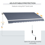 '-Outsunny 12' x 8' Patio Awning, Canopy Retractable Sun Shade Shelter w/ Manual Crank Handle for Deck, Yard, Dark Gray - Outdoor Style Company