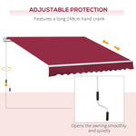 '-Outsunny 12' x 8' Patio Awning, Canopy Retractable Sun Shade Shelter w/ Manual Crank Handle for Deck, Yard, Red - Outdoor Style Company