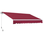 '-Outsunny 12' x 8' Patio Awning, Canopy Retractable Sun Shade Shelter w/ Manual Crank Handle for Deck, Yard, Red - Outdoor Style Company