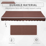 '-Outsunny 12' x 8' Patio Awning Canopy Retractable Sun Shade Shelter with Manual Crank Handle for Patio, Deck, Yard, Brown - Outdoor Style Company