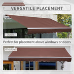 '-Outsunny 12' x 8' Patio Awning Canopy Retractable Sun Shade Shelter with Manual Crank Handle for Patio, Deck, Yard, Brown - Outdoor Style Company