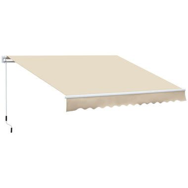 '-Outsunny 12' x 8' Patio Awning Canopy Retractable Sun Shade Shelter with Manual Crank Handle for Patio, Deck, Yard, Cream White - Outdoor Style Company