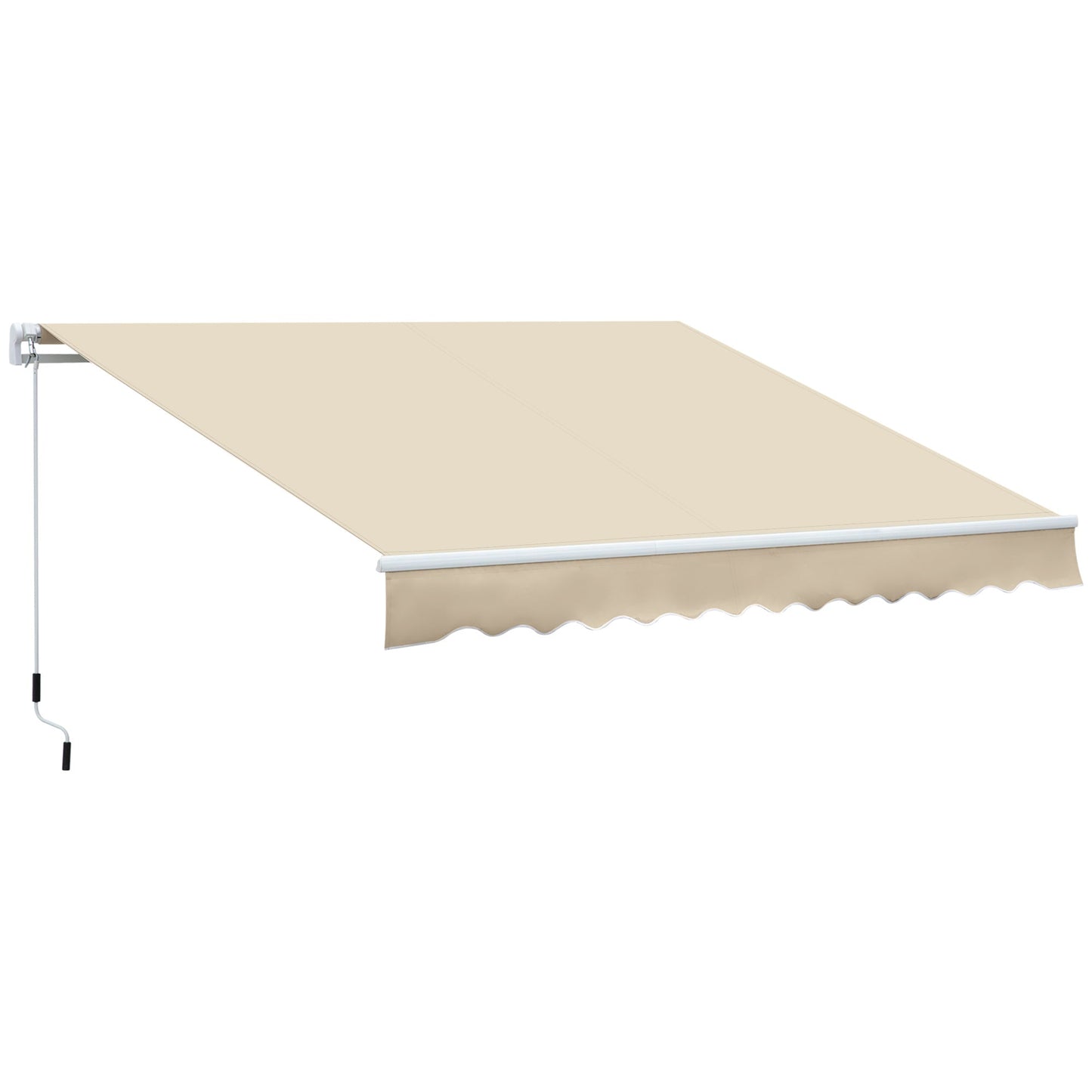 '-Outsunny 12' x 8' Patio Awning Canopy Retractable Sun Shade Shelter with Manual Crank Handle for Patio, Deck, Yard, Cream White - Outdoor Style Company