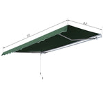 '-Outsunny 12' x 8' Patio Awning Canopy Retractable Sun Shade Shelter with Manual Crank Handle for Patio, Deck, Yard, Green - Outdoor Style Company