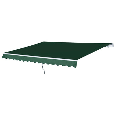 '-Outsunny 12' x 8' Patio Awning Canopy Retractable Sun Shade Shelter with Manual Crank Handle for Patio, Deck, Yard, Green - Outdoor Style Company