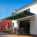 '-Outsunny 12' x 8' Patio Awning Canopy Retractable Sun Shade Shelter with Manual Crank Handle for Patio, Deck, Yard, Green - Outdoor Style Company