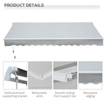 '-Outsunny 12' x 8' Patio Awning Canopy, Retractable Sun Shade Shelter with Manual Crank Handle for Patio, Deck & Yard, UV/Water-Resistant, Light Gray - Outdoor Style Company