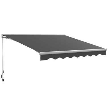 -Outsunny 13' x 10' Electric Awning, Retractable Awning with LED Lights and Remote Controller for Door and Window, Dark Gray - Outdoor Style Company