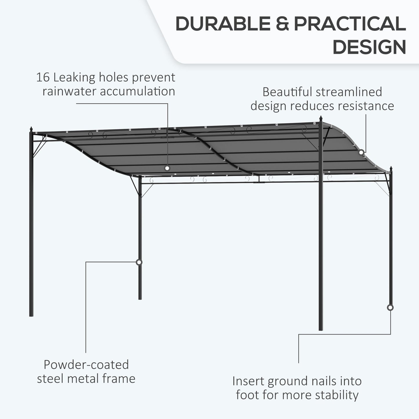 '-Outsunny 13' x 10' Outdoor Pergola Gazebo, Steel Patio Canopy with Weather-Resistant Fabric and Drainage Holes, Cream White - Outdoor Style Company