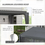 '-Outsunny 13' x 10' Outdoor Retractable Pergola w/ Sun Shade Aluminum Louvered Top, Pergola w/ Canopy, Curtains & Netting, Gray - Outdoor Style Company