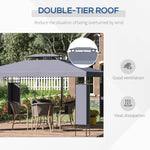 '-Outsunny 13' x 10' Patio Gazebo Outdoor Canopy Shelter with Double Vented Roof, Steel Frame for Lawn Backyard and Deck, Grey - Outdoor Style Company