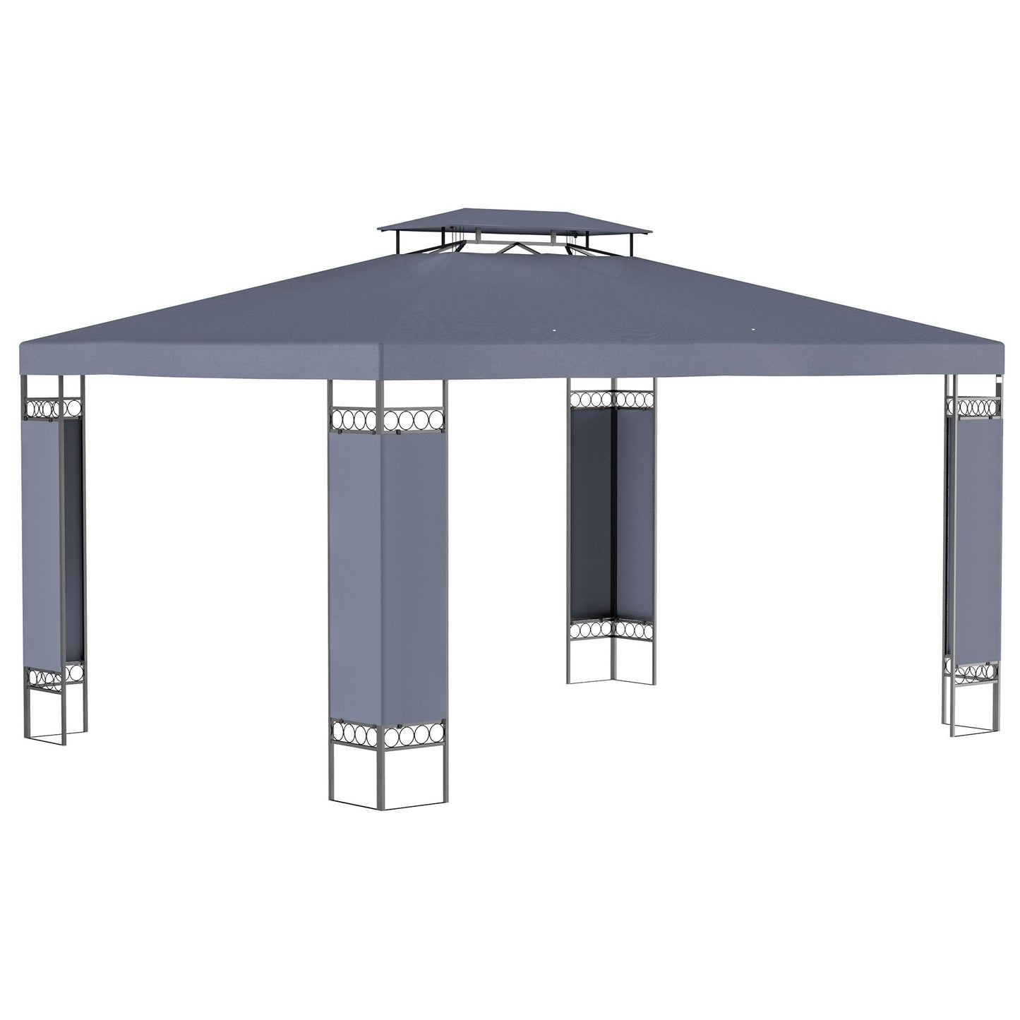 '-Outsunny 13' x 10' Patio Gazebo Outdoor Canopy Shelter with Double Vented Roof, Steel Frame for Lawn Backyard and Deck, Grey - Outdoor Style Company