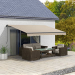 '-Outsunny 13' x 10' Retractable Awning, 280gsm UV Resistant Sunshade Shelter for Deck, Balcony, Yard, Beige - Outdoor Style Company