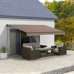 '-Outsunny 13' x 10' Retractable Awning, 280gsm UV Resistant Sunshade Shelter for Deck, Balcony, Yard, Coffee - Outdoor Style Company