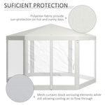 '-Outsunny 13' x 11' Hexagon Outdoor Party Tent Sun Shelter Canopy with Protective Mesh Screen Walls, Cream White - Outdoor Style Company