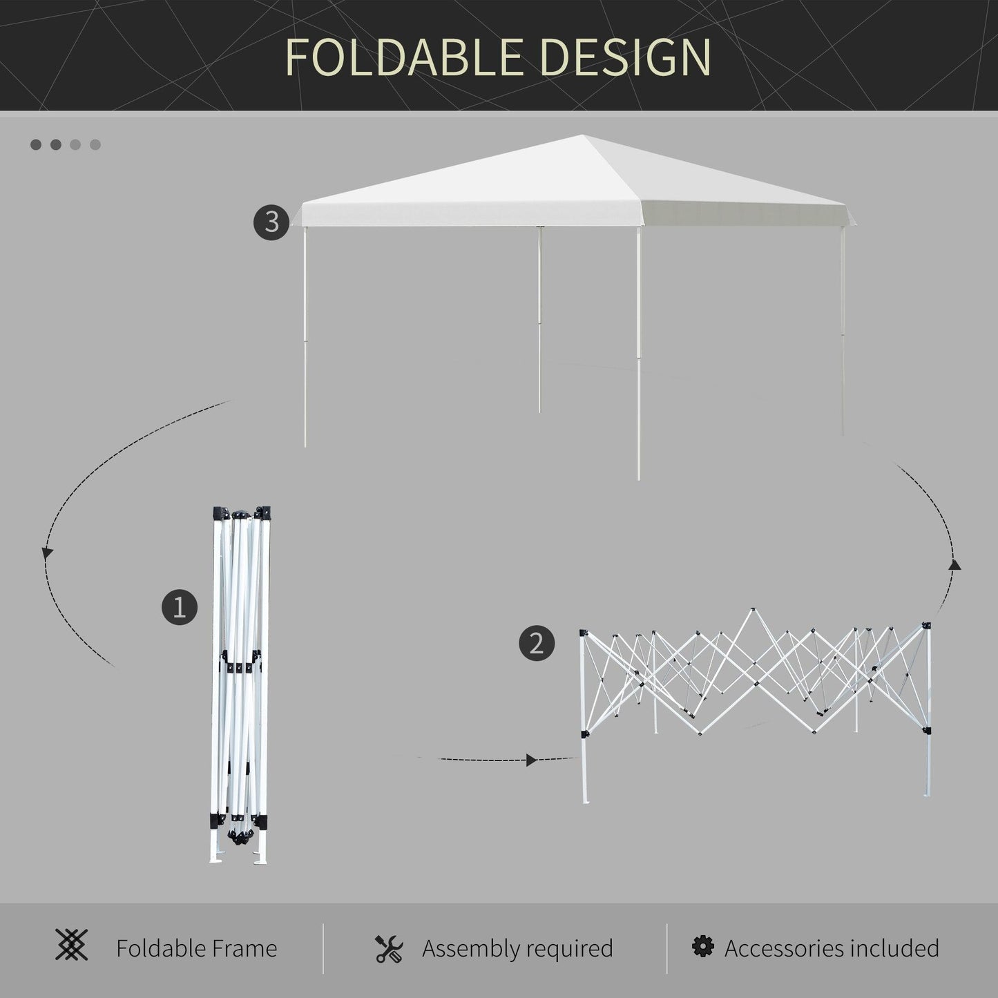 '-Outsunny 13' x 13' Pop Up Canopy Party Tent Folding Instant Sun Shade with Adjustable Height, Carry Bag for Patio, Camping, Party, White - Outdoor Style Company