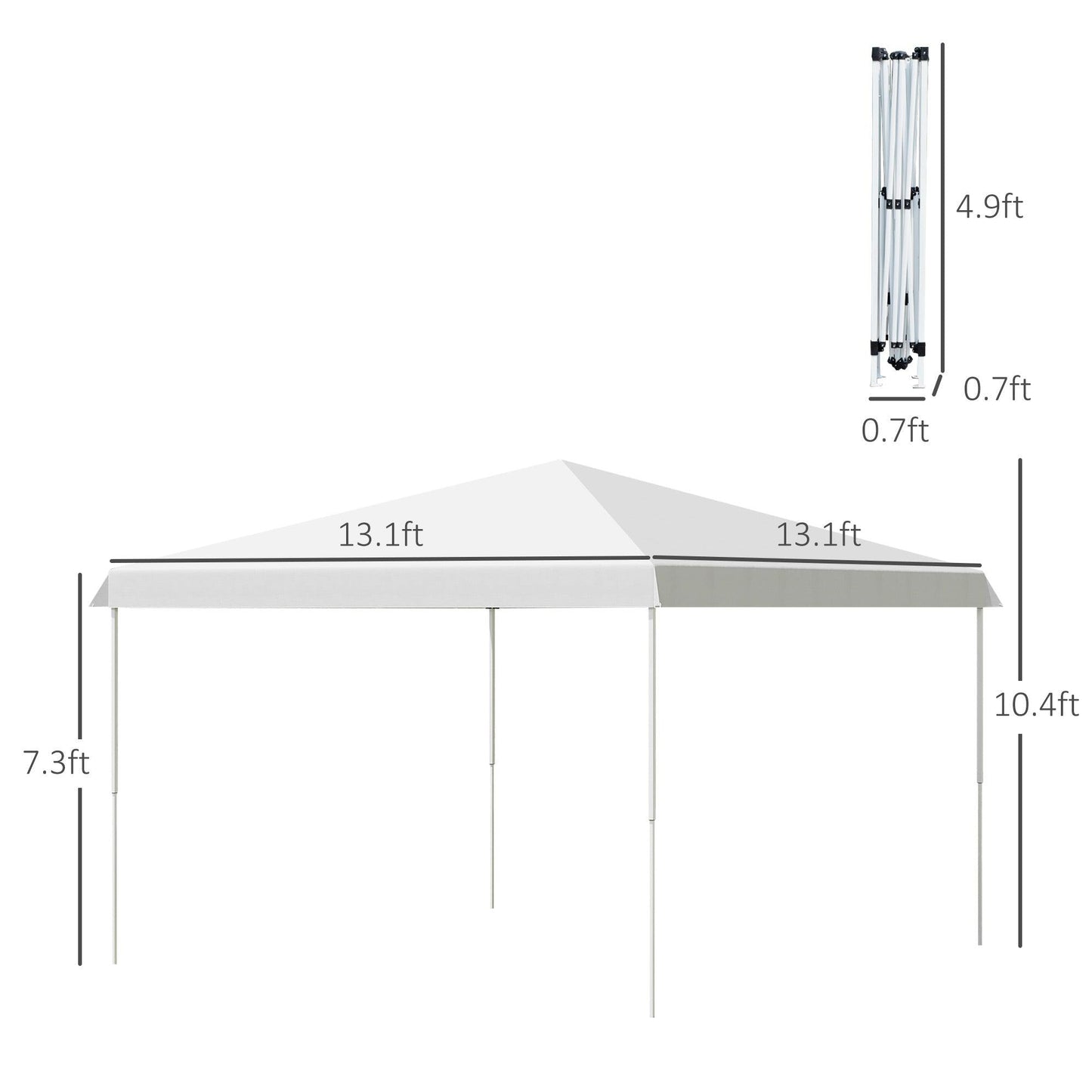 '-Outsunny 13' x 13' Pop Up Canopy Party Tent Folding Instant Sun Shade with Adjustable Height, Carry Bag for Patio, Camping, Party, White - Outdoor Style Company