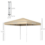 '-Outsunny 13' x 13' Pop Up Canopy Tent with Height Adjustable, Wheeled Carry Bag for Outdoor, Garden, Patio, Beige - Outdoor Style Company