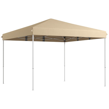 -Outsunny 13' x 13' Pop Up Canopy Tent with Height Adjustable, Wheeled Carry Bag for Outdoor, Garden, Patio, Beige - Outdoor Style Company