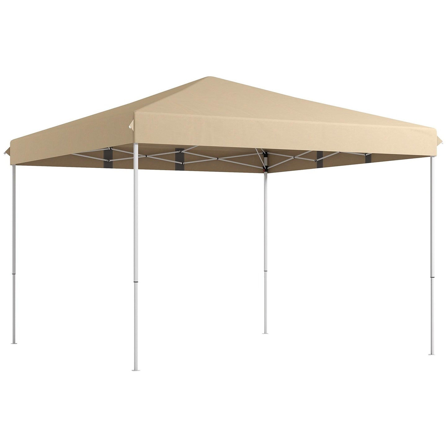 '-Outsunny 13' x 13' Pop Up Canopy Tent with Height Adjustable, Wheeled Carry Bag for Outdoor, Garden, Patio, Beige - Outdoor Style Company