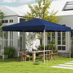 '-Outsunny 13' x 13' Pop Up Canopy Tent with Height Adjustable, Wheeled Carry Bag for Outdoor, Garden, Patio, Dark Blue - Outdoor Style Company