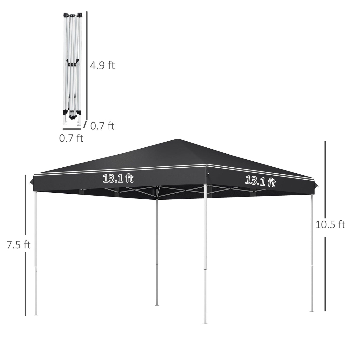 '-Outsunny 13' x 13' Pop Up Canopy Tent with Height Adjustable, Wheeled Carry Bag for Outdoor, Garden, Patio, Gray - Outdoor Style Company