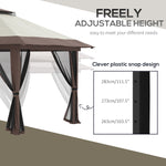 '-Outsunny 13' x 13' Pop Up Gazebo w/ Netting, Foldable Patio Canopy Tent w/ 2-Tier Roof, Adjustable Height Shelter for Outdoor, Garden & Parties, Beige - Outdoor Style Company