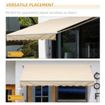 '-Outsunny 13' x 8' Manual Retractable Sun Shade Patio Awning with Durable Design & Adjustable Length Canopy, Beige - Outdoor Style Company