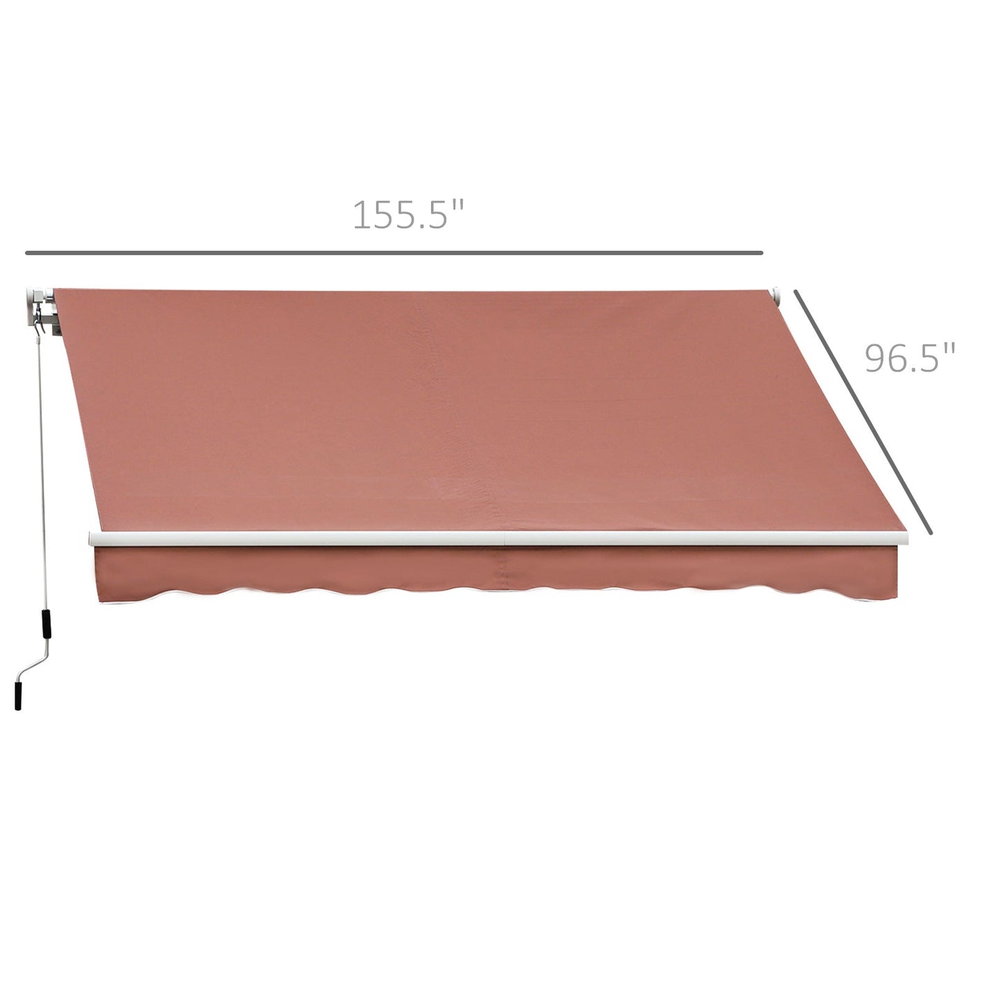 '-Outsunny 13' x 8' Manual Retractable Sun Shade Patio Awning with Durable Design & Adjustable Length Canopy, Coffee Brown - Outdoor Style Company