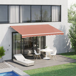 '-Outsunny 13' x 8' Manual Retractable Sun Shade Patio Awning with Durable Design & Adjustable Length Canopy, Coffee Brown - Outdoor Style Company