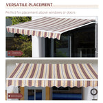 '-Outsunny 13' x 8' Manual Retractable Sun Shade Patio Awning with Durable Design & Adjustable Length Canopy, Red - Outdoor Style Company