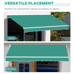 '-Outsunny 13' x 8' Manual Retractable Sun Shade, Patio Retractable Awning with Durable Design & Adjustable Length Canopy for Yard Balcony Deck, Green - Outdoor Style Company