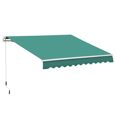 '-Outsunny 13' x 8' Manual Retractable Sun Shade, Patio Retractable Awning with Durable Design & Adjustable Length Canopy for Yard Balcony Deck, Green - Outdoor Style Company