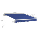 '-Outsunny 13' x 8' Patio Awning, Manual Retractable Sun Shade with UV Protection and Easy Crank Opening, Dark Blue - Outdoor Style Company