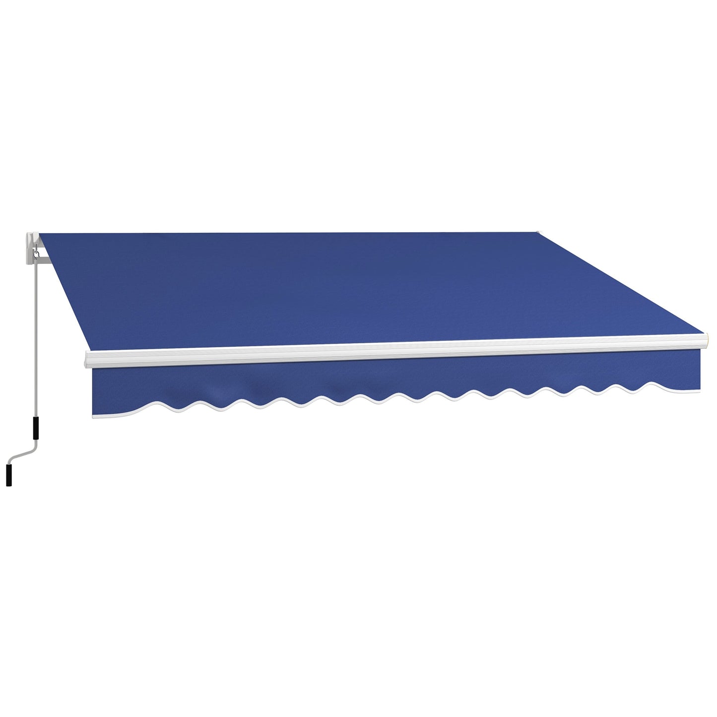 '-Outsunny 13' x 8' Patio Awning, Manual Retractable Sun Shade with UV Protection and Easy Crank Opening, Dark Blue - Outdoor Style Company