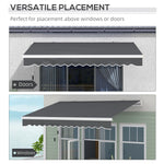 '-Outsunny 13' x 8' Patio Awning, Manual Retractable Sun Shade with UV Protection and Easy Crank Opening, Dark Gray - Outdoor Style Company