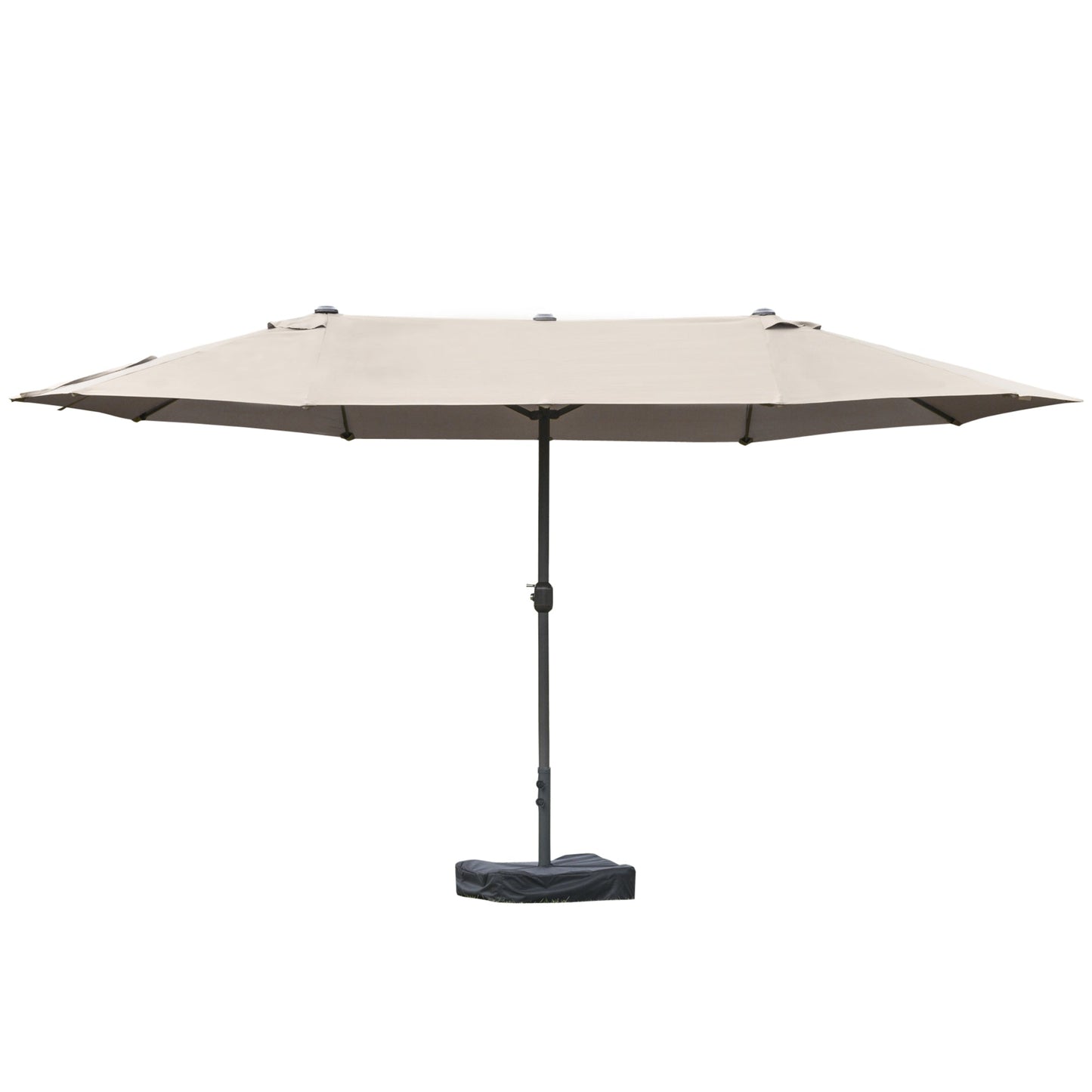 -Outsunny 15' Patio Umbrella with base, Rectangular Double Sided, UV Sun Protection & Easy Crank for Deck Pool, Coffee - Outdoor Style Company