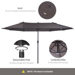 '-Outsunny 15ft Patio Umbrella, Double-Sided Outdoor Market Extra Large Umbrella with Crank Handle for Deck, Lawn, Backyard and Pool, Gray - Outdoor Style Company