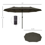 '-Outsunny 15ft Patio Umbrella, Double-Sided Outdoor Market Extra Large Umbrella with Crank Handle for Deck, Lawn, Backyard and Pool, Gray - Outdoor Style Company