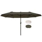 '-Outsunny 15ft Patio Umbrella, Double-Sided Outdoor Market Extra Large Umbrella with Crank Handle for Deck, Lawn, Backyard and Pool, Gray - Outdoor Style Company